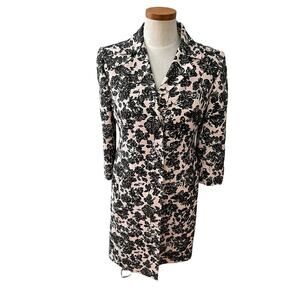 Ann Taylor LOFT pink and black rose lady trench coat 6